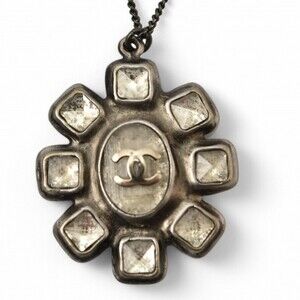 CHANEL Authentic Gold Logo Necklace